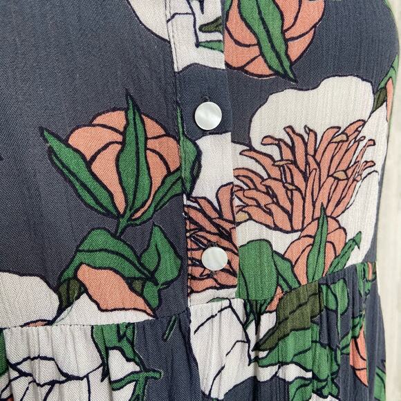 Tavik Rivo Tank Midi Dress Gray Pink Floral Beach Boho Cover Up Vacay Size S - Picture 3 of 9